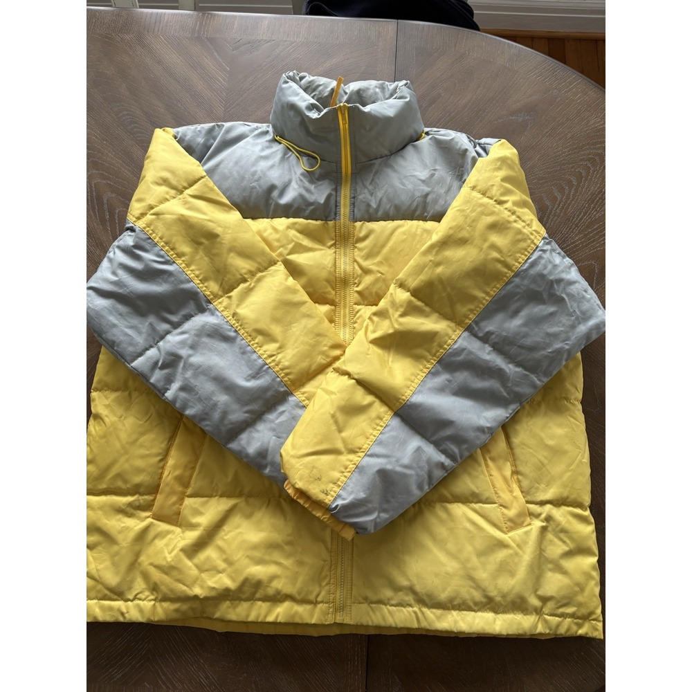 Steve & Barrys Double Down Puffer Jacket Mens XXXL Yellow Grey Colorblock 961124